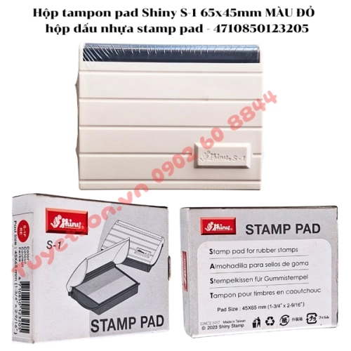 display Hộp tampon pad Shiny S-1 65x45mm MÀU ĐỎ - hộp dấu nhựa stamp pad 1