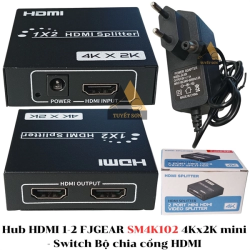 display Hub HDMI 1-2 FJGEAR SM4K102 4Kx2K mini - Switch Bộ chia cổng HDMI 1