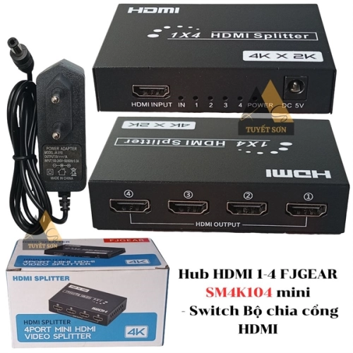 display Hub HDMI 1-4 FJGEAR SM4K104 mini - Switch Bộ chia cổng HDMI 1