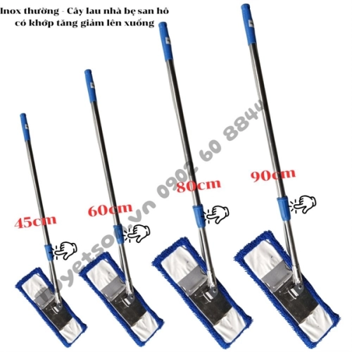 display Inox thường - Cây lau nhà bẹ san hô - có khớp tăng giảm lên xuống 1
