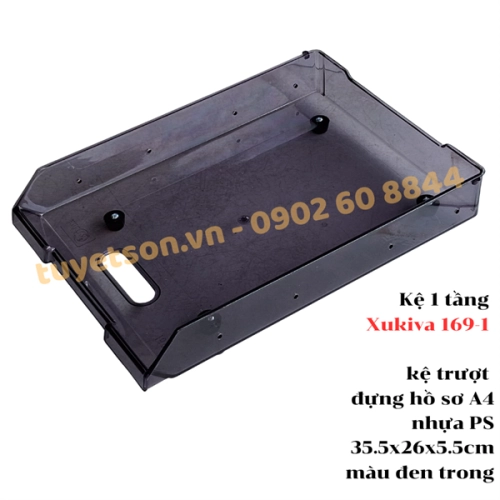 display Kệ 1 tầng Xukiva 169-1 - kệ trượt đựng hồ sơ A4 nhựa PS 35.5x26x5.5cm màu đen trong 1