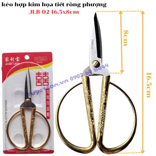 display kéo hợp kim họa tiết rồng phượng JLB-02 16.5x8cm - kéo mổ túi 2