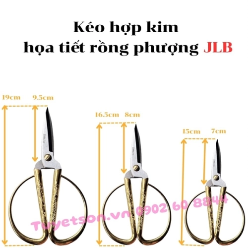 display kéo hợp kim họa tiết rồng phượng JLB-03 15x7cm - kéo mổ túi 2