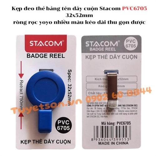 display Kẹp đeo thẻ bảng tên dây cuộn Stacom PVC6705 32x52mm - ròng rọc yoyo nhiều màu kéo dài thu gọn được 2