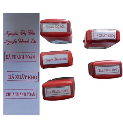 display Khắc con dấu theo yêu cầu dấu 1-2 dòng 37x14mm Hộp dấu lật tự động đã bao gồm nội dung khách yêu cầu 1