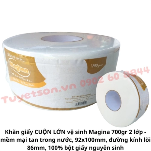 display Khăn giấy CUỘN LỚN vệ sinh Magina 700gr 2 lớp 1