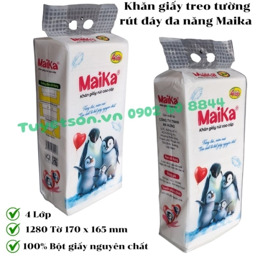 display Khăn giấy treo tường rút đáy đa năng Maika 1.280 tờ - giấy dai ko vỡ vụn 1