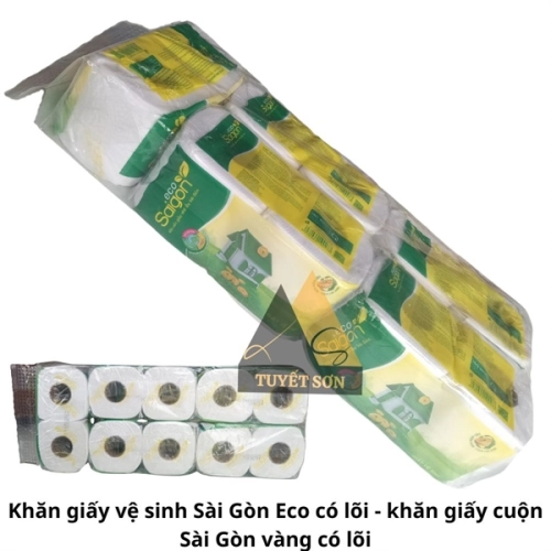 display Khăn giấy vệ sinh Sài Gòn Eco có lõi - khăn giấy cuộn Sài Gòn vàng có lõi 1