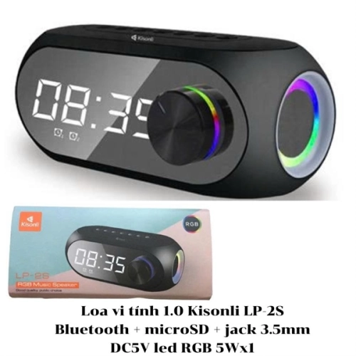 display Loa vi tính 1.0 Kisonli LP-2S Bluetooth + microSD + jack 3.5mm DC5V led RGB 5Wx1 1