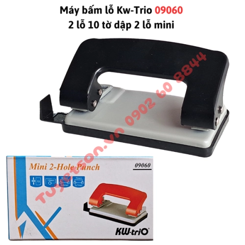 Máy bấm lỗ Kw-Trio 09060 2 lỗ 10 tờ dập 2 lỗ mini