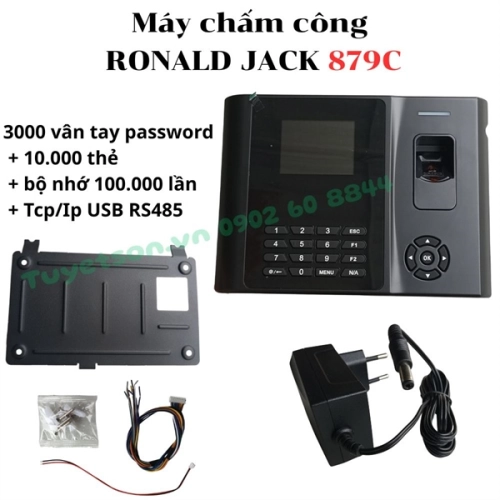 display Máy chấm công RONALD JACK 879C - 3000 vân tay password + 10.000 thẻ + bộ nhớ 100.000 lần + Tcp/Ip USB RS485 2