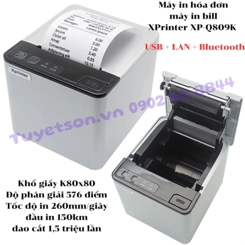 display Máy in hóa đơn XPrinter XP-Q809K USB + LAN + Bluetooth, máy in bill 1