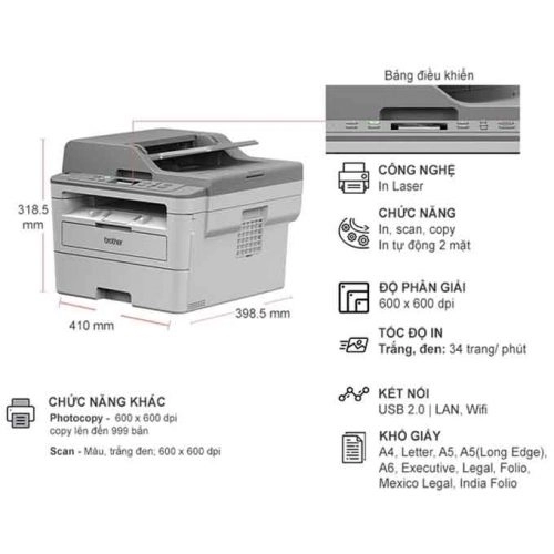 display Máy in Laser trắng đen đa năng Brother DCP-B7535DW 4