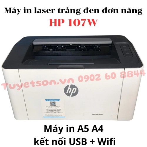 display Máy in laser trắng đen đơn năng HP 107W 1
