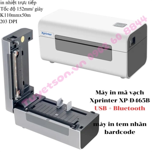 display Máy in mã vạch Xprinter XP-D465B USB + Bluetooth, máy in tem nhãn bardcode 1