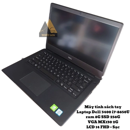 display Máy tính sách tay Laptop Dell 3400 i7-8650U ram 8G SSD 256G VGA MX130 2G LCD 14 FHD + Sạc 1