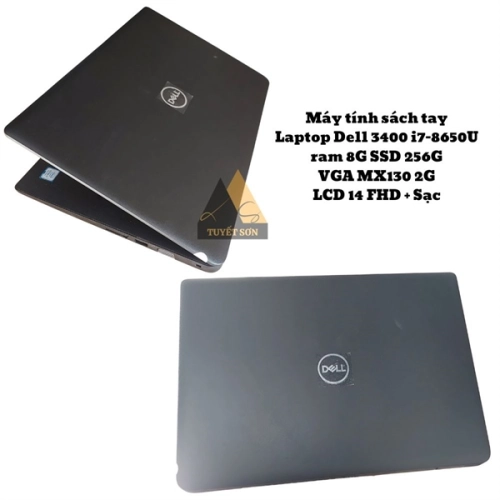 display Máy tính sách tay Laptop Dell 3400 i7-8650U ram 8G SSD 256G VGA MX130 2G LCD 14 FHD + Sạc 2