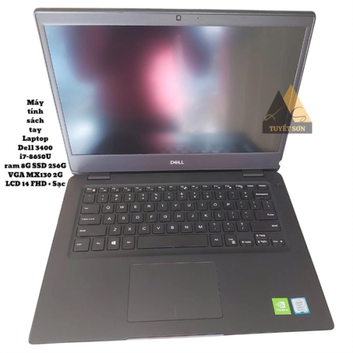 display Máy tính sách tay Laptop Dell 3400 i7-8650U ram 8G SSD 256G VGA MX130 2G LCD 14 FHD + Sạc 3