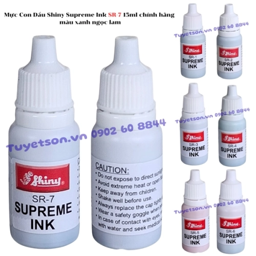 display Mực Con Dấu Shiny Supreme Ink SR-7 15ml chính hãng - màu xanh ngọc lam 1