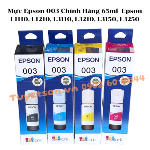 display Mực Epson 003 Chính Hãng 65ml - Epson L1110, L1210, L3110, L3210, L3150, L3250 1