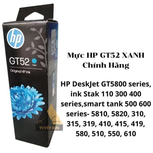 display Mực in HP GT52 M0H54AA XANH Chính Hãng - HP series GT5800 100 200 300 500 600 700 1