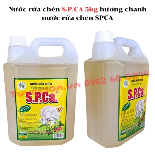 display Nước rửa chén S.P.CA 5kg hương chanh- nước rửa chén SPCA 1