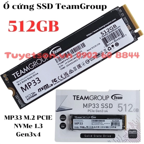 display Ổ cứng SSD TeamGroup 512GB MP33 M.2 PCIE NVMe 1.3 Gen3x4 1