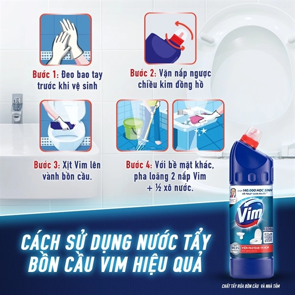 Nước tẩy bồn cầu & nhà tắm VIM diệt khuẩn 500ml
