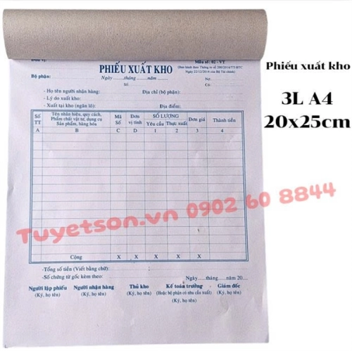 display Phiếu xuất kho 3L A4 20x25cm 2