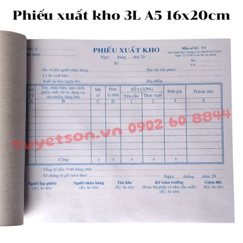 display Phiếu xuất kho 3L A5 16x20cm 2
