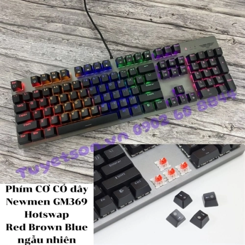 display Phím CƠ CÓ dây Newmen GM369 Hotswap - Red Brown Blue ngẫu nhiên 1