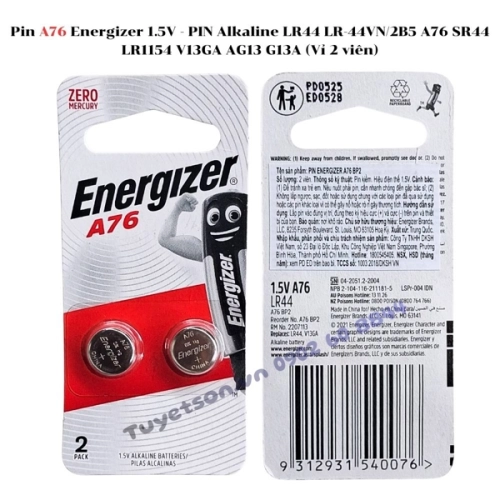 display Pin A76 Energizer 1.5V - PIN Alkaline LR44 LR-44VN/2B5 A76 SR44 LR1154 V13GA AG13 G13A 1