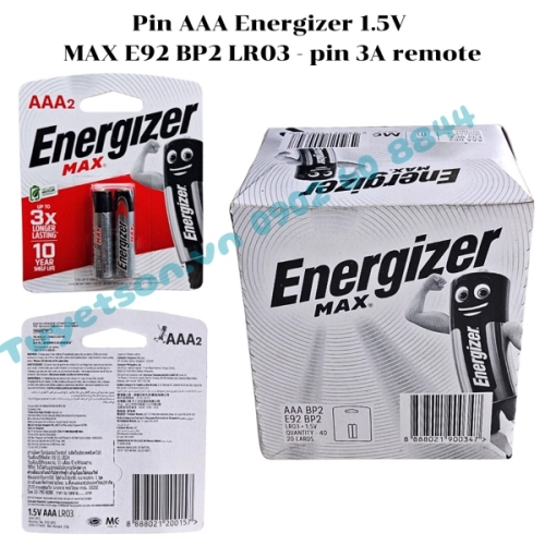 display Pin AAA Energizer 1.5V MAX E92 BP2 LR03 - pin 3A remote 1