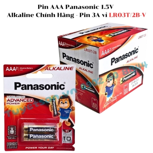 display Pin AAA Panasonic 1.5V Alkaline Chính Hãng - Pin 3A vỉ LR03T/2B-V 2