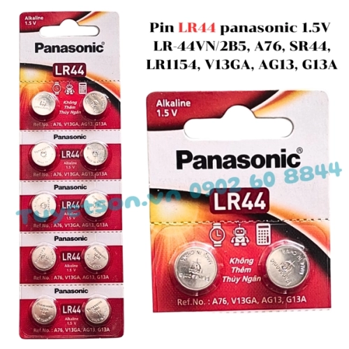 display Pin LR44 panasonic 1.5V LR-44VN/2B5 A76 SR44 LR1154 V13GA AG13 G13A 1
