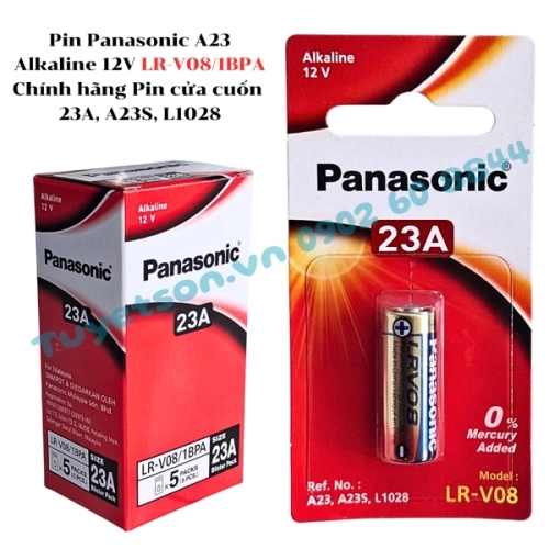 display Pin Panasonic A23 Alkaline 12V LR-V08/1BPA Chính hãng Pin cửa cuốn 23A, A23S, L1028 1