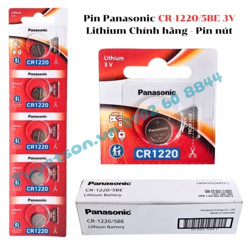 display Pin Panasonic CR-1220/5BE 3V Lithium Chính hãng - Pin nút 1