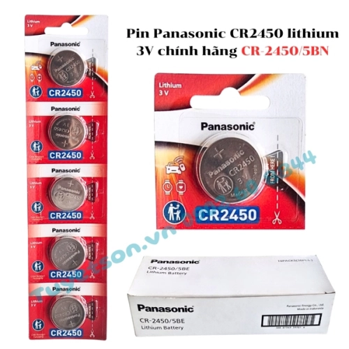 display Pin Panasonic CR2450 lithium 3V chính hãng CR-2450/5BN 1