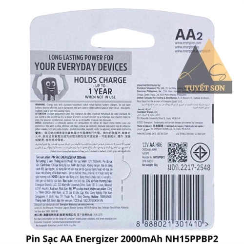 display Pin Sạc AA Energizer 2000mAh NH15PPBP2 2