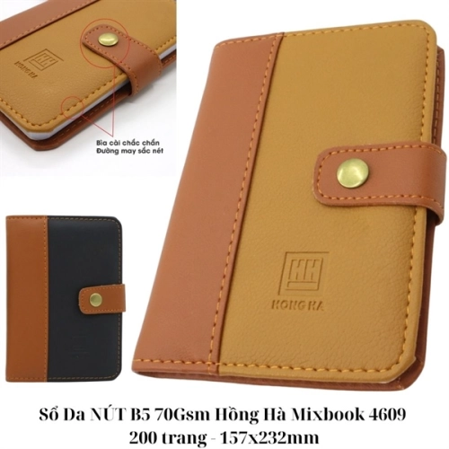 display Sổ Da NÚT B5 70Gsm Hồng Hà Mixbook 4609 1