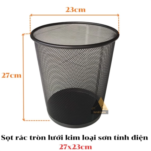 display Sọt rác tròn lưới kim loại sơn tỉnh điện 27x23cm 1
