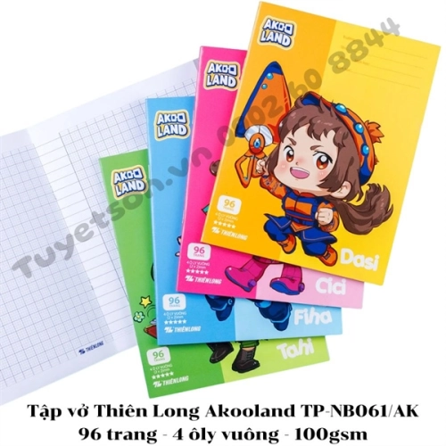 display Tập vở Thiên Long Akooland TP-NB061/AK - 96 trang - 4 ôly vuông - 100gsm 1