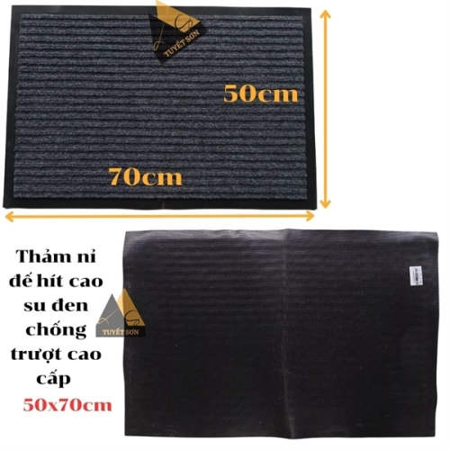 display Thảm nỉ đế hít cao su đen chống trượt cao cấp 50x70cm 2