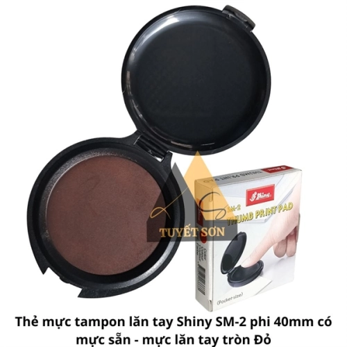 display Hộp tampon pad lăn tay Shiny SM-2 phi 40mm có mực sẵn - hộp dấu nhựa lăn tay tròn 1