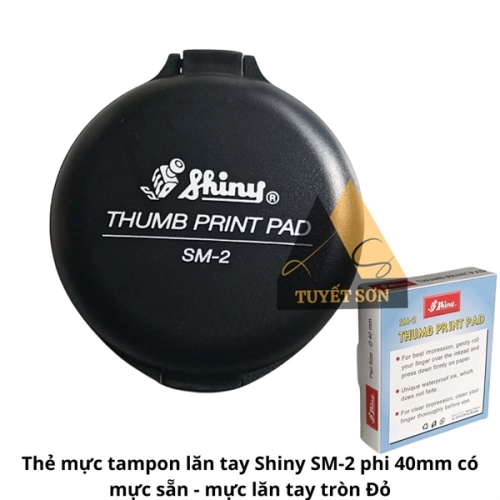 display Hộp tampon pad lăn tay Shiny SM-2 phi 40mm có mực sẵn - hộp dấu nhựa lăn tay tròn 2
