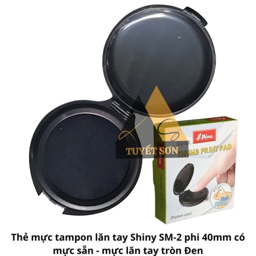 display Hộp tampon pad lăn tay Shiny SM-2A phi 40mm có mực sẵn - hộp dấu nhựa lăn tay tròn 1