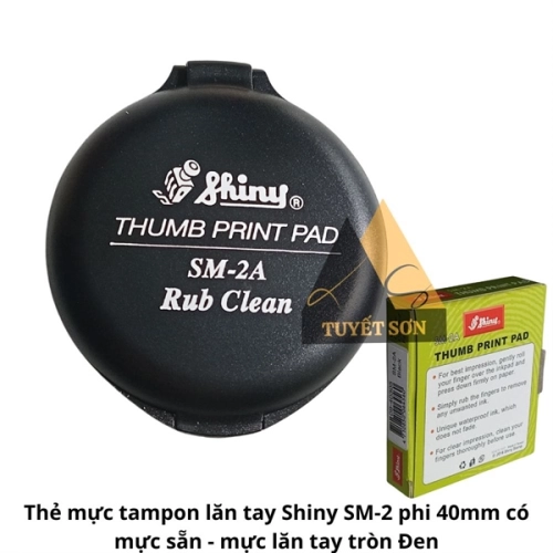 display Hộp tampon pad lăn tay Shiny SM-2A phi 40mm có mực sẵn - hộp dấu nhựa lăn tay tròn 2