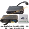 list Cáp chuyển Type C to VGA +HDMI + USB 3.0 + nguồn Type C M-Pard MD042 1