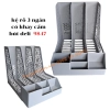 list Kệ rỗ 3 ngăn có khay cắm bút Deli E9847 - kệ ráp giá đựng tài liệu nhựa cứng 3 ngăn đứng 253x320x275mm 1