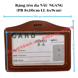 Bảng tên da NÂU NGANG (PB 8x10cm-LL 6x9cm)
